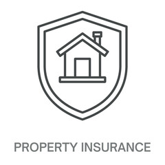 Property Insurance Line Icon, Simple Style Design Outline Symbol Illustration, Editable Stroke perfect for logos and more