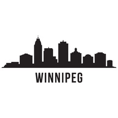 Naklejka premium Winnipeg skyline silhouette. Black Winnipeg city. Vector black silhouette. with white background