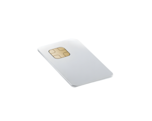 Silver SIM Card with Gold Contacts for Mobile Phone on Transparent Background