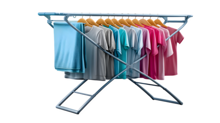 Foldable laundry drying rack isolated on transparent background