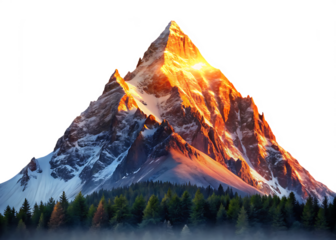  glowing mountain range peak landscape isolated on white background PNG, AI GENERATED