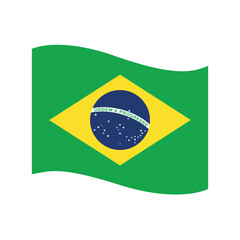 Fototapeta premium Waving Brazil flag vector illustration with national colors and smooth curved style