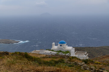 Byzantine church of Panagia Skopiani - Cliffside Chapel Overlooking the Aegean, Serifos, Cyclades, Greece