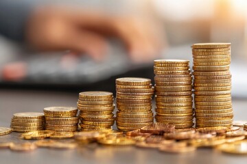 Coins stacked in increasing order showing financial growth and investment strategy