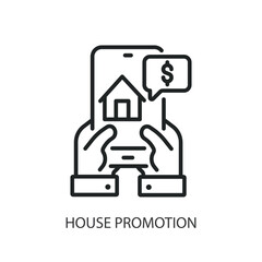 House promotion thin line vector icons.