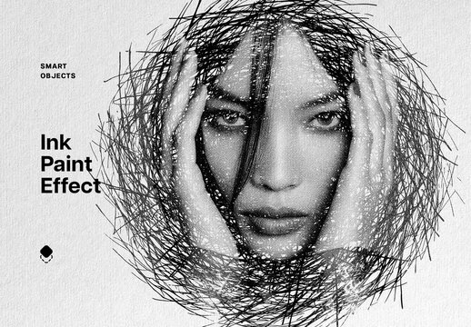 Ink Painting Photo Effect Mockup