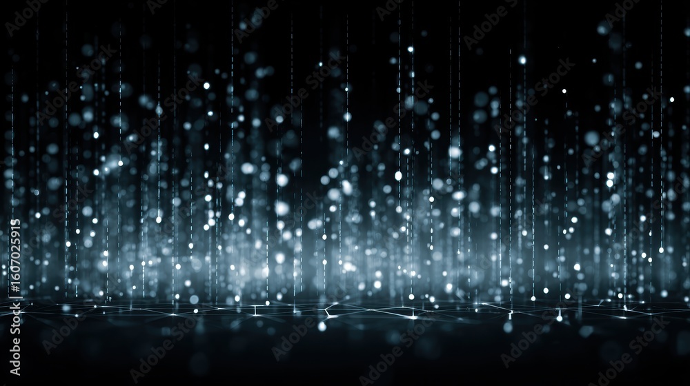 Poster abstract background featuring luminous particles with sparkling effects in a dark setting for variou