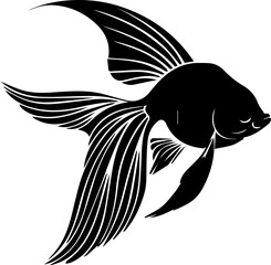 Goldfish Vector Illustration in Black and White