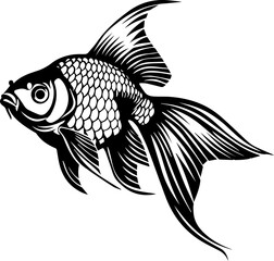 Goldfish Vector Illustration in Black and White