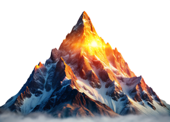  glowing mountain range peak landscape isolated on white background PNG, AI GENERATED