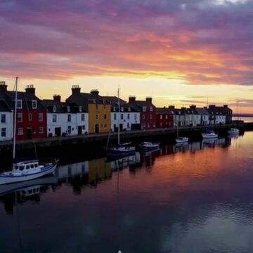 Kinsale Harbor at Sunset with Boats