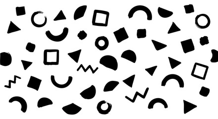 Organic Abstract Black Shapes Seamless Pattern