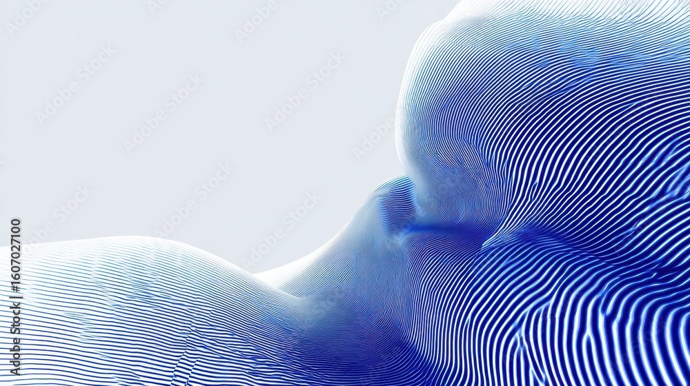 Poster abstract design featuring wavy lines in blue tones creating a modern and dynamic visual effect.