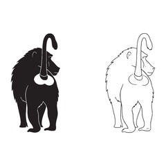 Baboon Figure Pairing - Dominant Leader - Erect Posture - Baboon silhouette - Baboon lineart - Baboon vector - silhouette & lineart of Baboon

