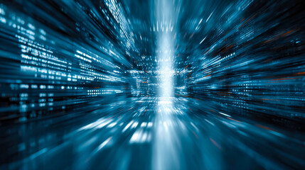 Digital data stream in motion conveying high-speed technology and connectivity