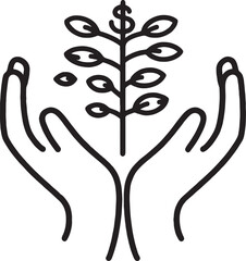 Obraz premium Hands nurturing money plant with dollar sign style vector illustration EPS file download 