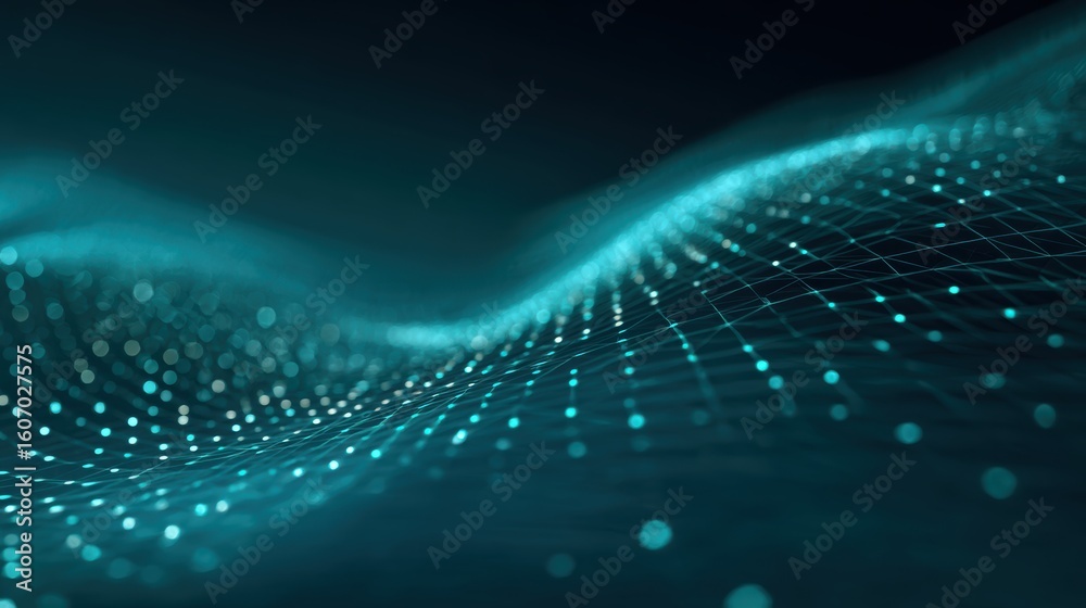 Poster abstract digital wave with glowing particles representing data flow and connectivity in technology a