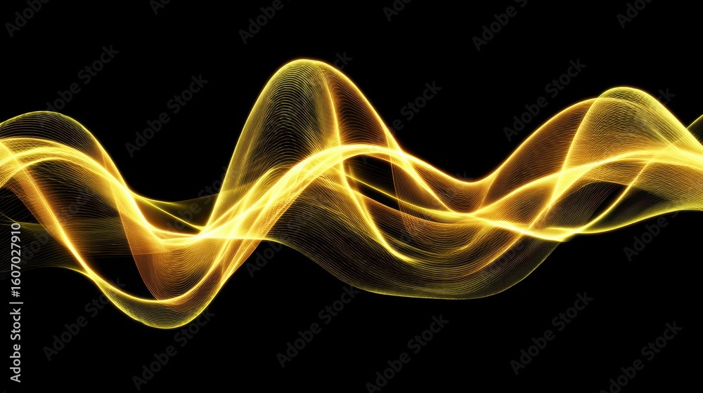 Poster abstract golden wave pattern creating a striking visual effect ideal for backgrounds and design proj