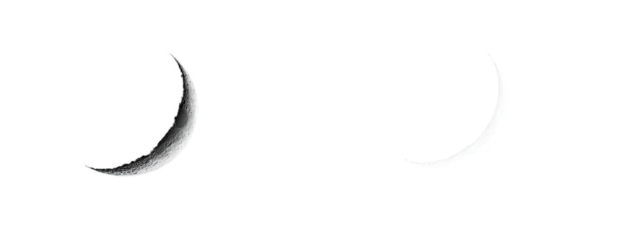 Two crescent moons against a black background