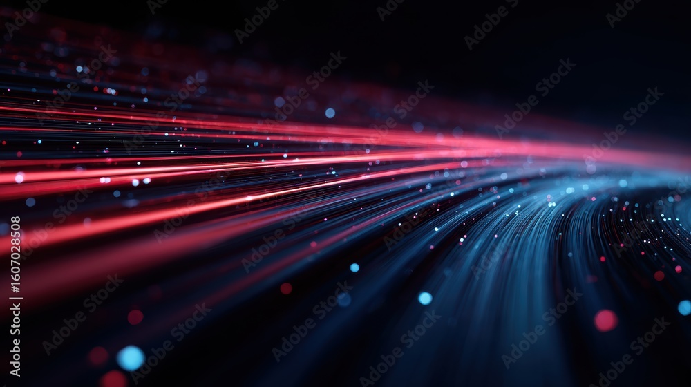 Poster abstract lines of light create a dynamic and colorful background, ideal for digital or tech-related 