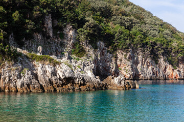 Bristani bay cliffs in Karaburun Sazan National Marine Park, Albania.