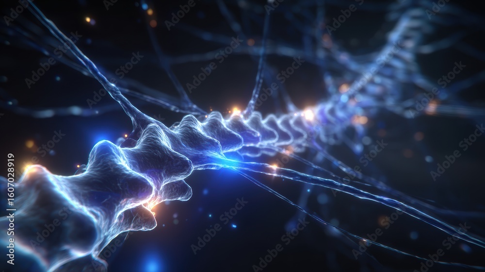 Poster abstract representation of a neural network with glowing connections and nodes, symbolizing advanced