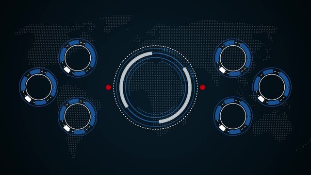 A Power "SCADA " button in German on a futuristic display. Technology and network concept. abstract wave technology background. with colorful light digital effect corporate concept.4k,video