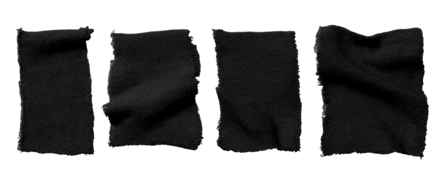Four black fabric swatches