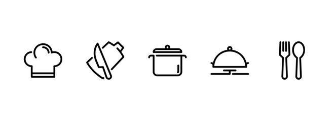 Culinary and Cooking Line Art Icons for Restaurant Menus
