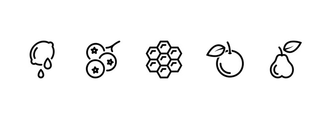 Collection of Natural Food Ingredients as Simple Vector Pictograms