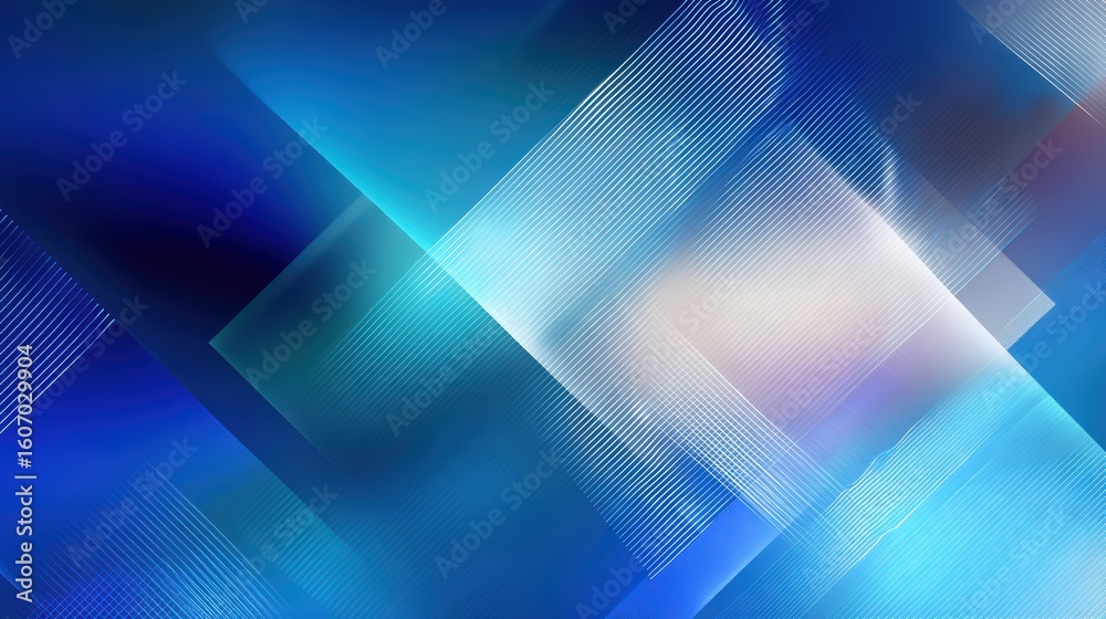 Poster an abstract composition of blue geometric shapes creating a dynamic and modern visual for creative p