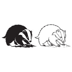 The Badger Vector Creation - Simple Form - Clean Lines - Badger silhouette - Badger lineart - Badger vector - vector set of Badger   © Jeffery dean