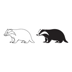 The Badger Outline Pair - Strong Will - Broad Body - Badger silhouette - Badger lineart - Badger vector - silhouette & lineart of Badger

