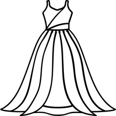 Elegant gown sketch – clean vector art
