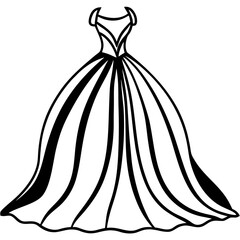 Elegant gown sketch – clean vector art