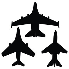 Air force aircraft silhouettes in elegant black and white for powerful aviation designs