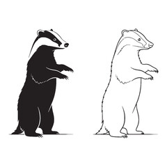 Badger Form Collection - Forest Dweller - Tough Hide - Badger silhouette - Badger lineart - Badger vector - silhouette & lineart of Badger


