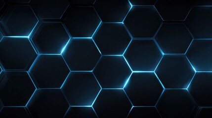 Fototapeta premium Futuristic hexagonal pattern with glowing blue lines on a dark background, perfect for technology themes.
