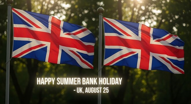 Celebrating Summer Bank Holiday in the UK with Union Jack Flags on August 25
