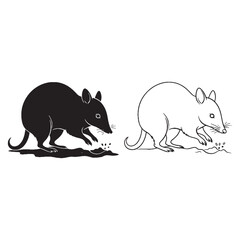 A Bandicoot Pair - Forest Dweller - Bushy Tail - Bandicoot silhouette - Bandicoot lineart - Bandicoot vector - vector set of Bandicoot

