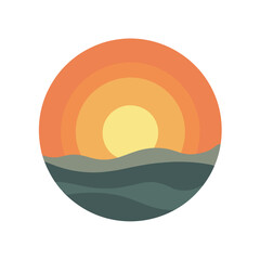 Obraz premium Vibrant sunset over calm waves, peaceful reflection