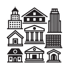 set of houses icons