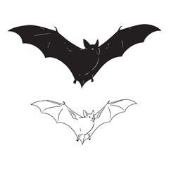 The Bat Graphic - Unique Mammal - Leathery Wings - Bat silhouette - Bat lineart - Bat vector - vector set of Bat

