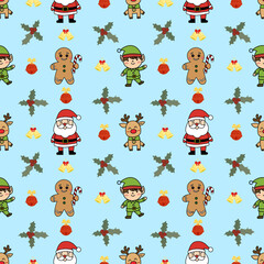 Christmas-themed pattern with festive characters
