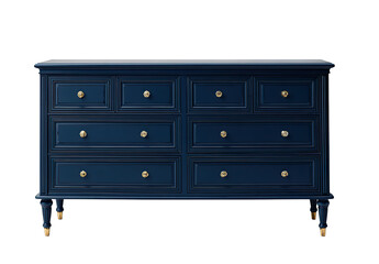 Dark navy blue dresser with brass hardware
