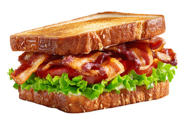 A delicious blt sandwich with crispy bacon, fresh lettuce, and ripe tomato on toast on transparent background