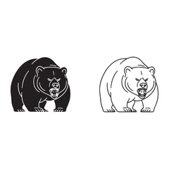 Bear Features Render - Climber Skill - Dark Coat - Bear silhouette - Bear lineart - Bear vector - vector set of Bear

