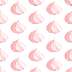 Sweet pastel pink meringue cookie with a classic piped swirl and delicate texture.