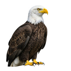 Obraz premium Majestic bald eagle with intense gaze against a black background