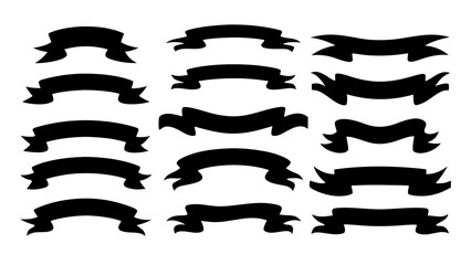 Black ribbon banners set.